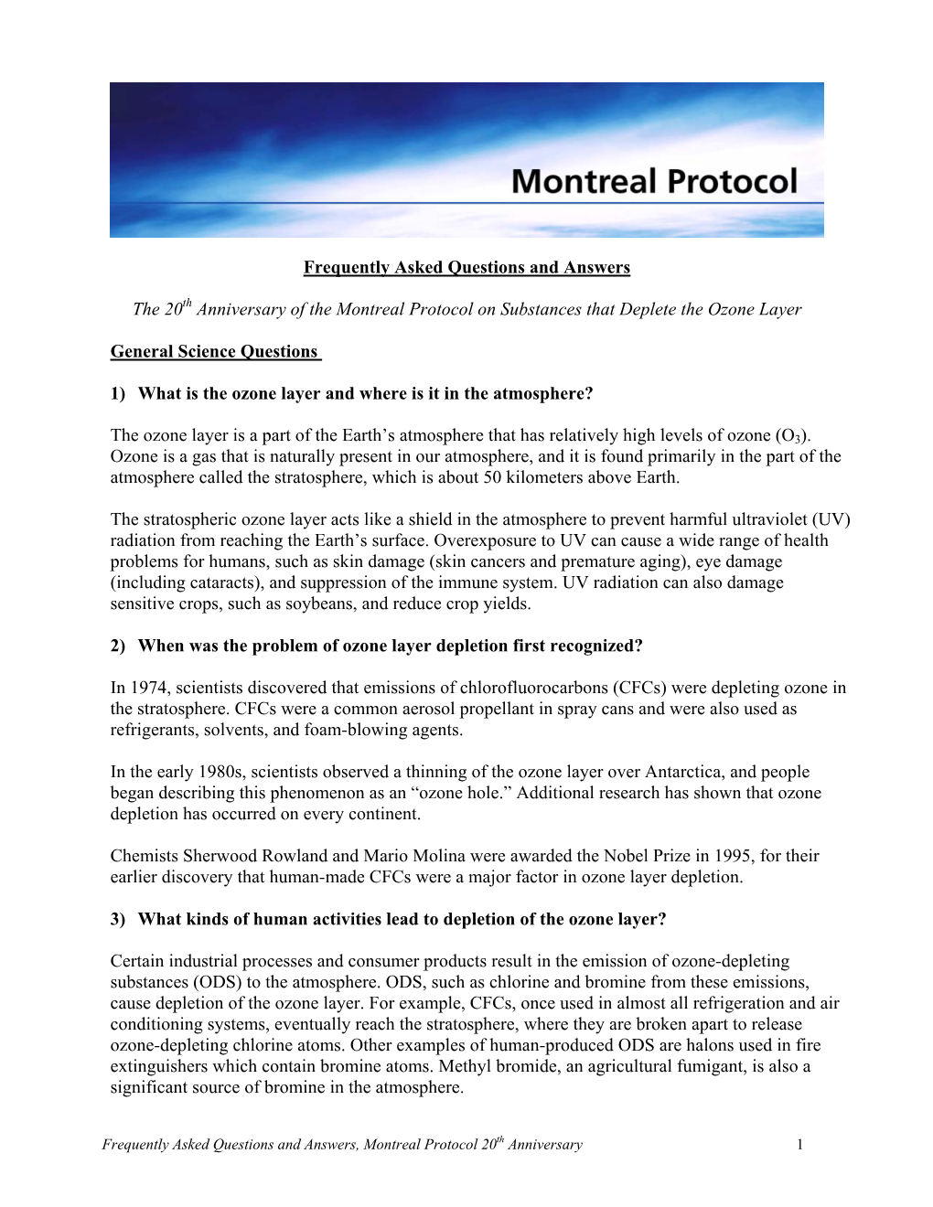 Montreal Protocol on Substances That Deplete the Ozone Layer