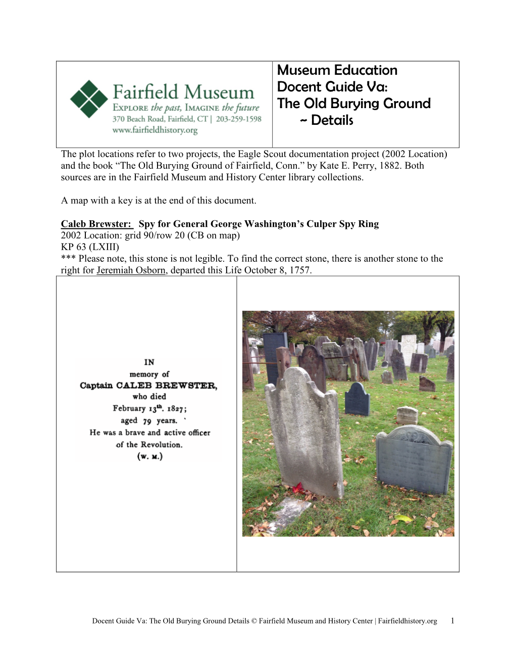 The Old Burying Ground ~ Details