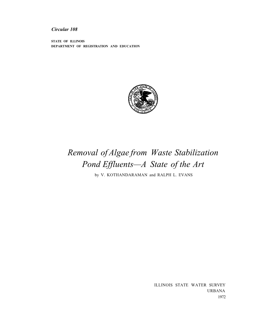 Removal of Algae from Waste Stabilization Pond Effluents—A State of the Art by V