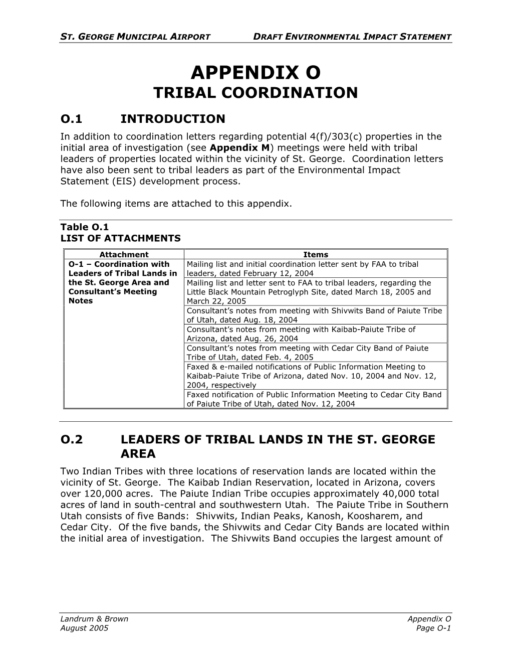 Appendix O Tribal Coordination