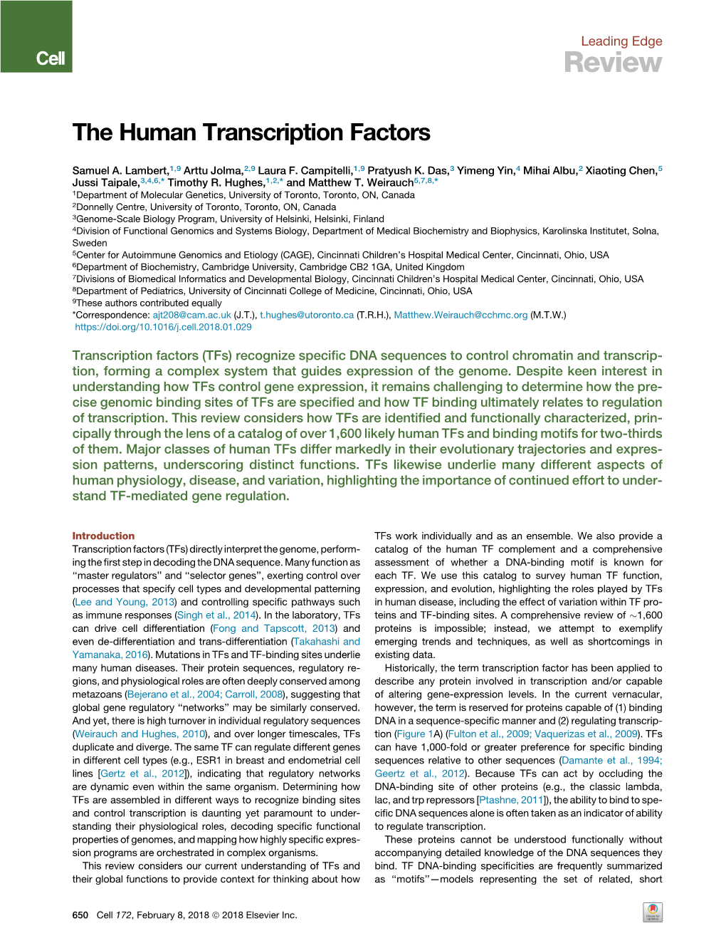 The Human Transcription Factors