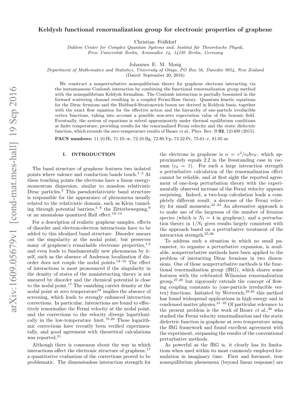 Keldysh Functional Renormalization Group for Electronic Properties of Graphene