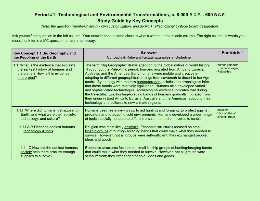 600 BCE Study Guide by Key Concepts Answer “F