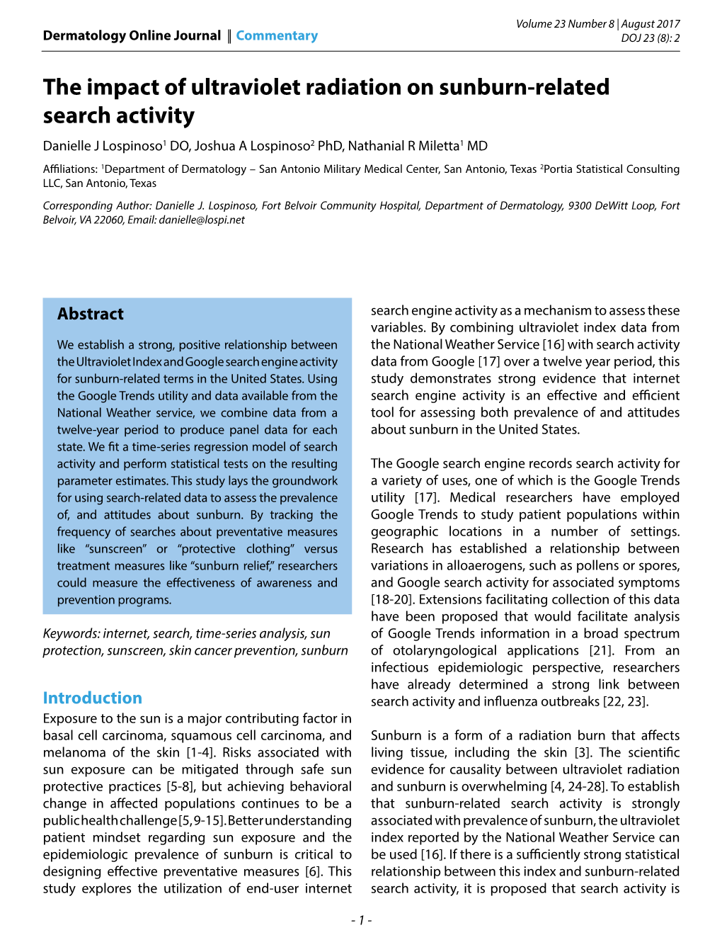 The Impact of Ultraviolet Radiation on Sunburn-Related Search Activity