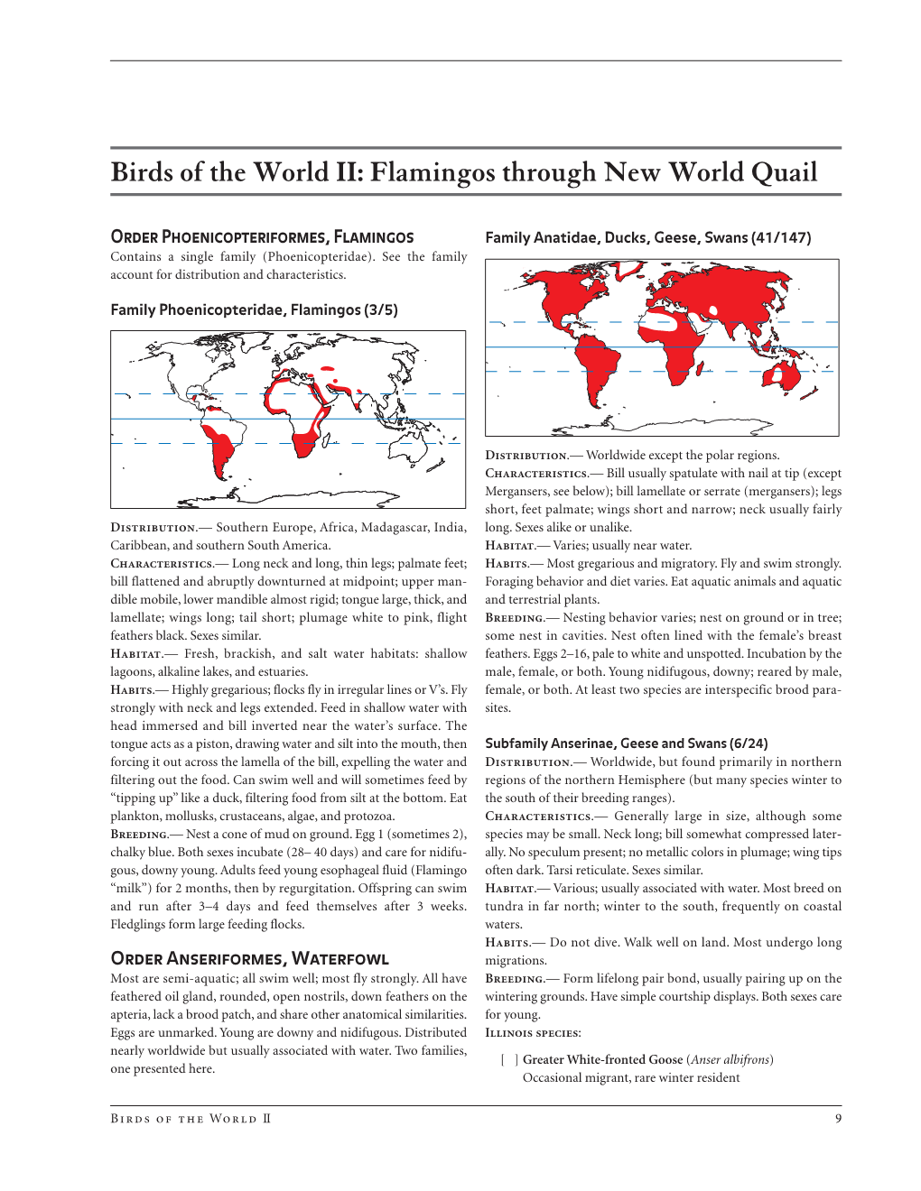 Birds of the World II: Flamingos Through New World Quail