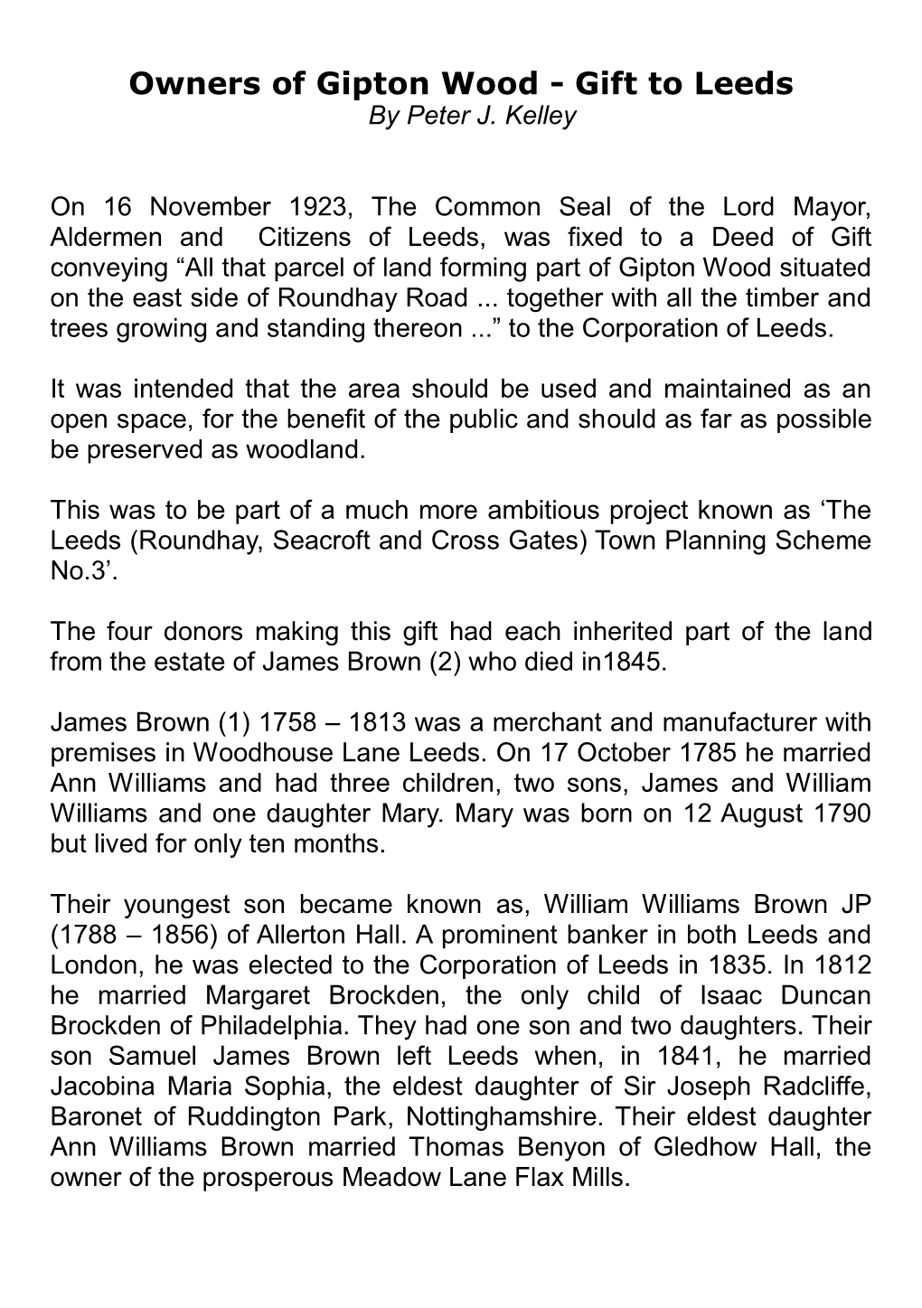 Owners of Gipton Wood - Gift to Leeds by Peter J