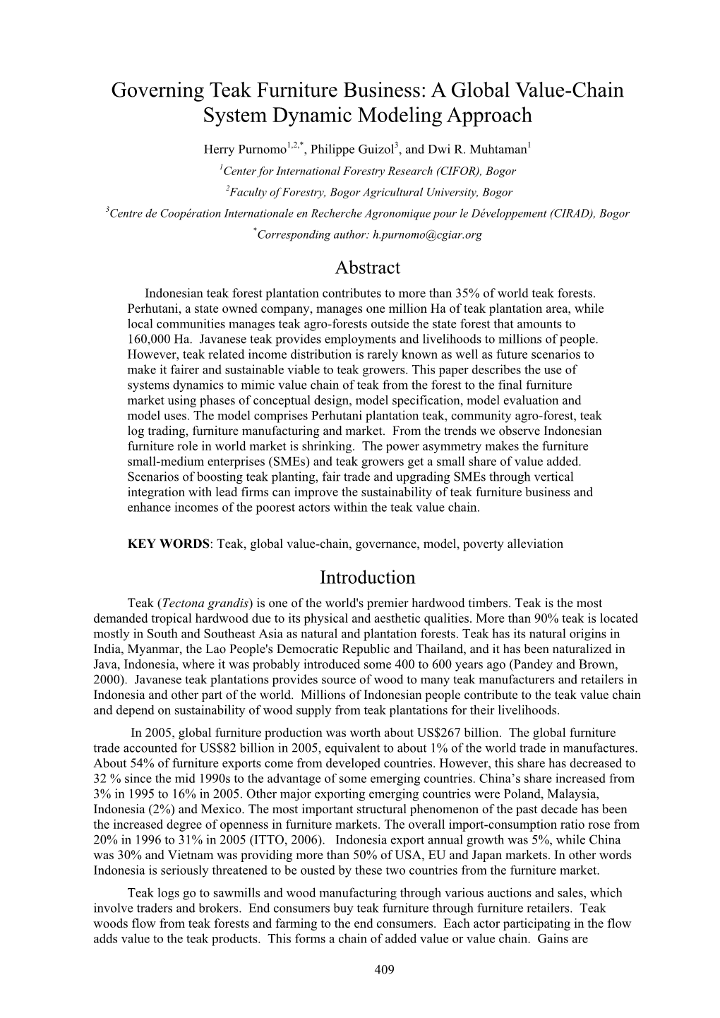 Governing Teak Furniture Business: a Global Value-Chain System Dynamic Modeling Approach