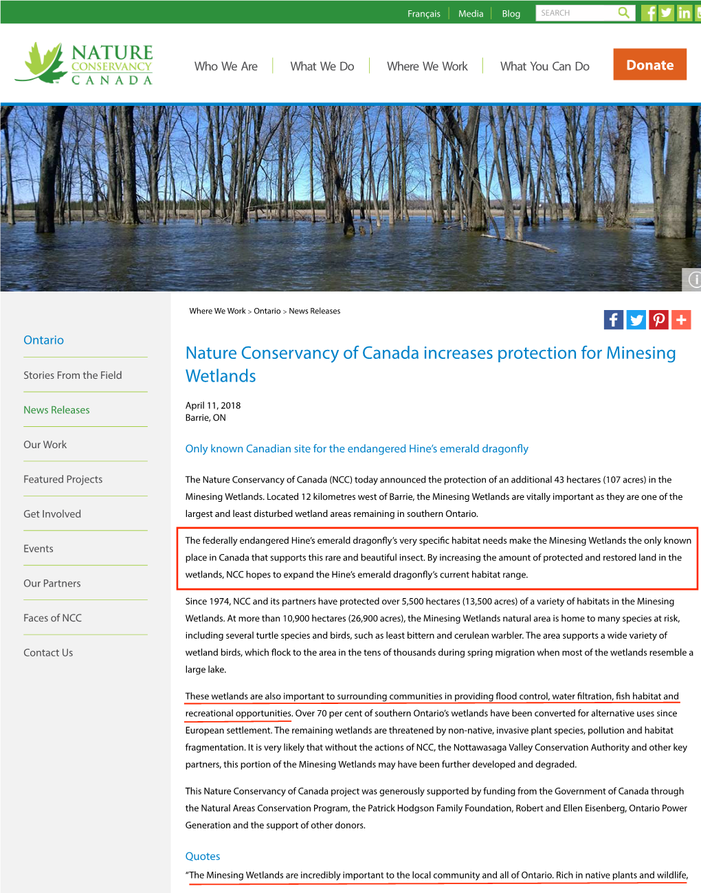 6.5 Nature Conservancy of Canada Land Accquisition in Minesing Wetlands