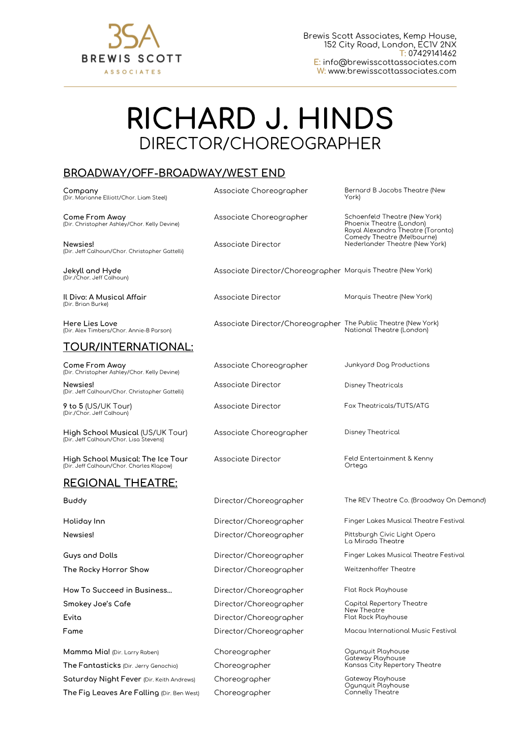 Richard J. Hinds Director/Choreographer