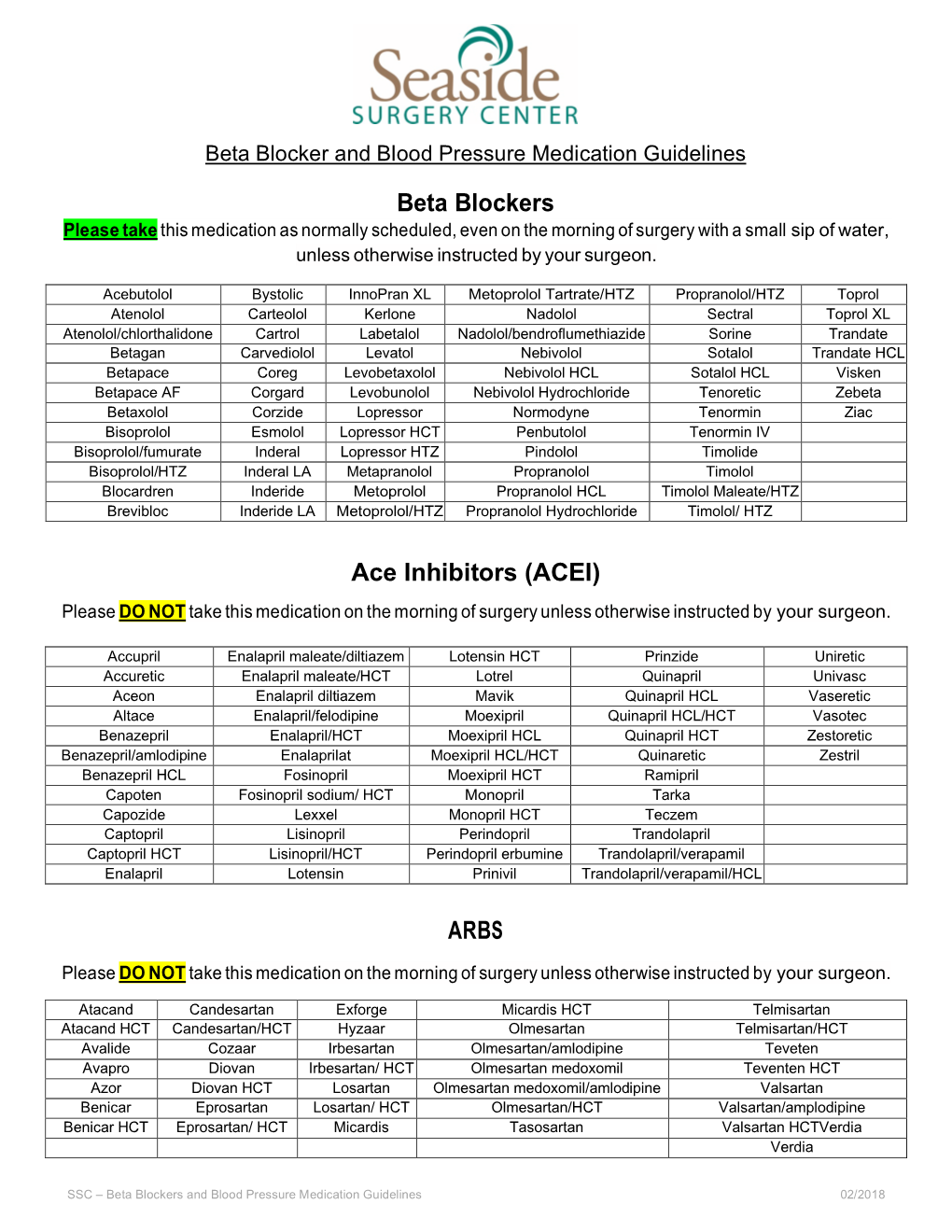 Beta Blocker and Blood Pressure Medication Guidelines