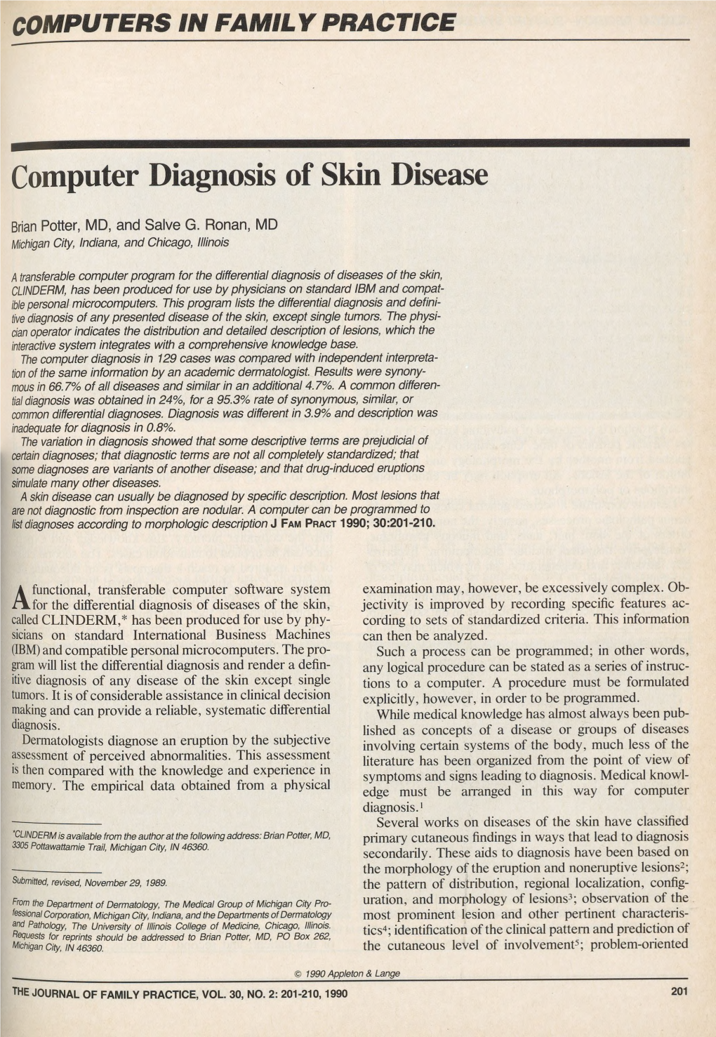 Computer Diagnosis of Skin Disease