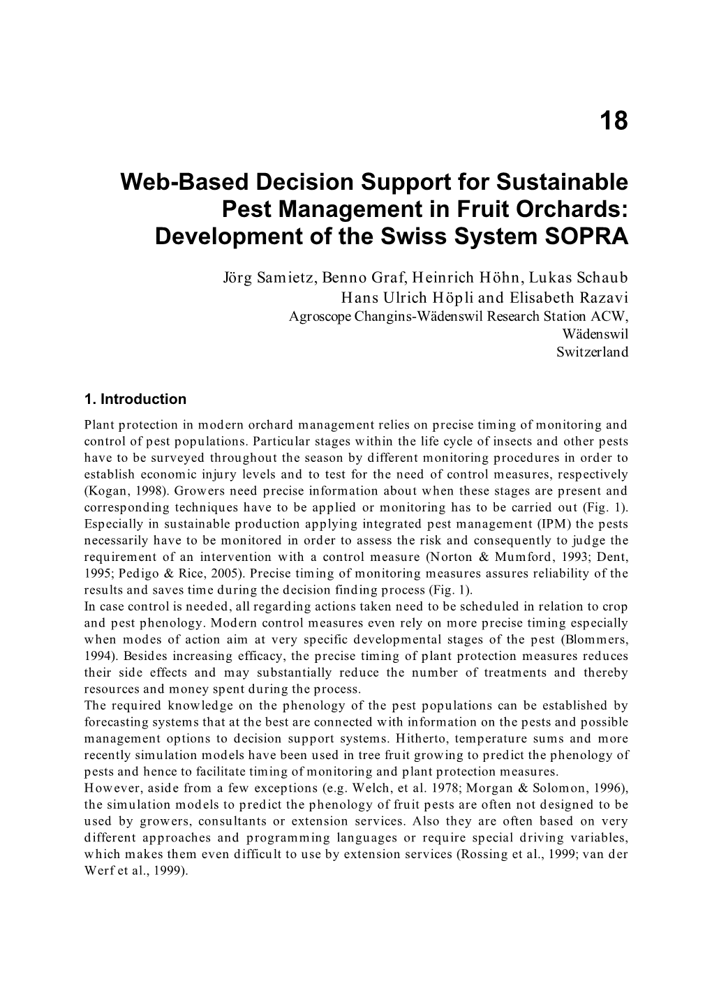 Web-Based Decision Support for Sustainable Pest Management in Fruit Orchards: Development of the Swiss System SOPRA