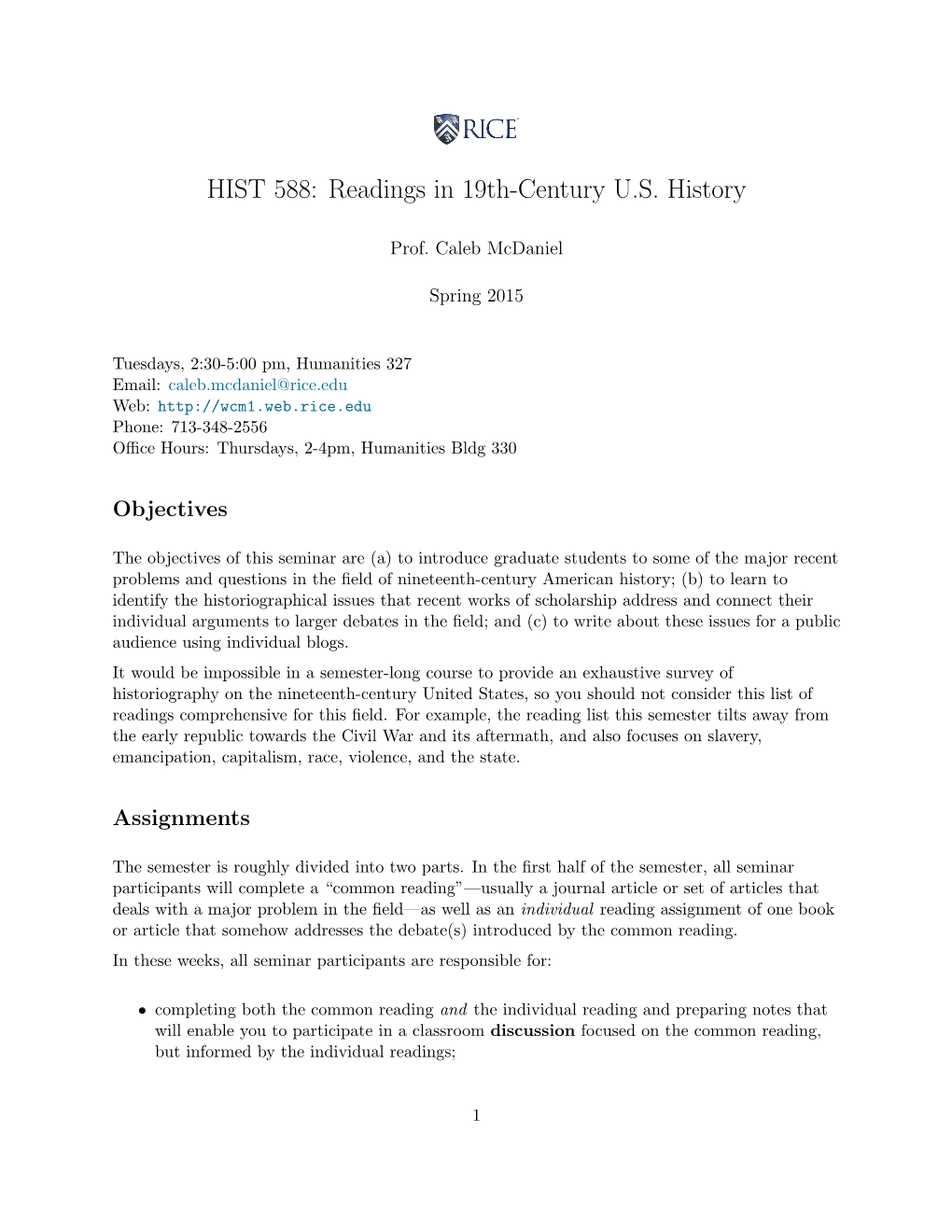 HIST 588: Readings in 19Th-Century U.S. History
