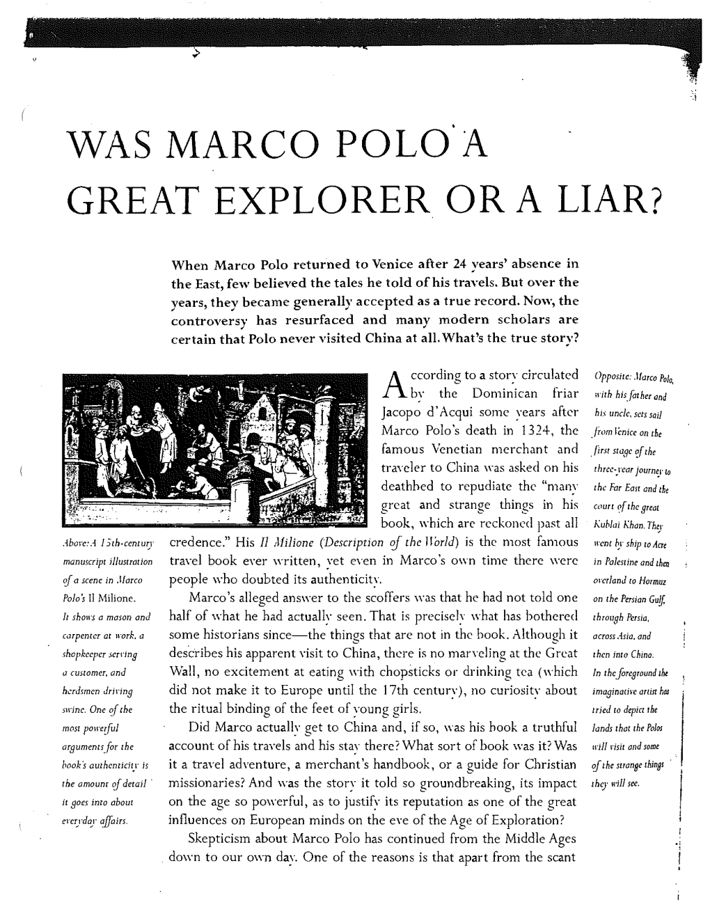 Was Marco Polo a Great Explorer Or a Liar?