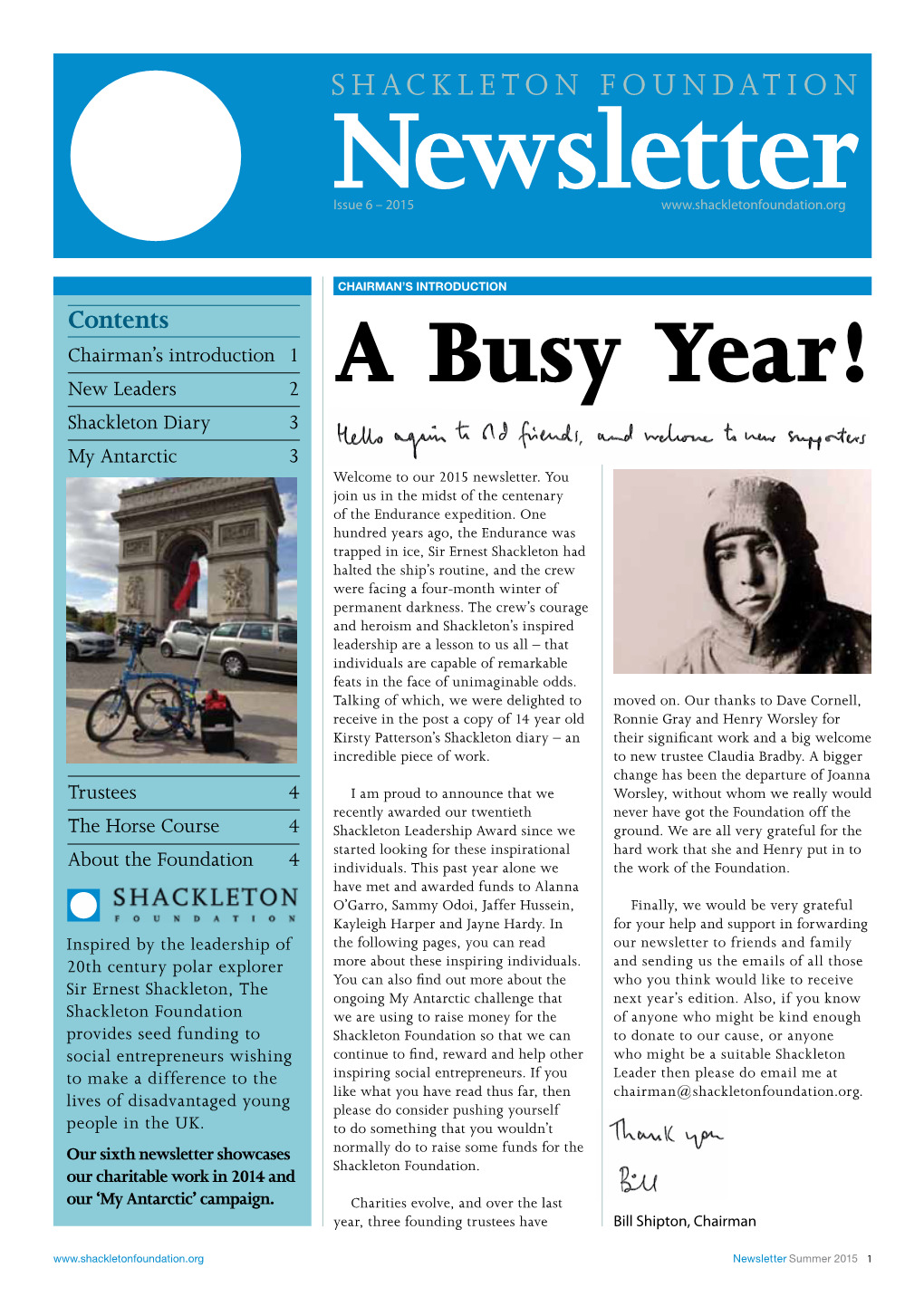 Shackleton Foundation 2015 Newsletter