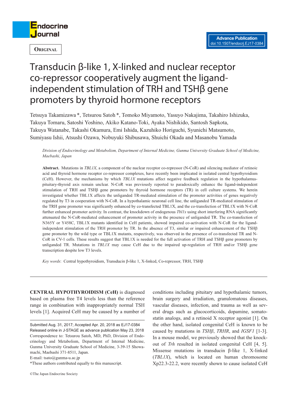 Transducin Β-Like 1, X-Linked and Nuclear Receptor Co-Repressor