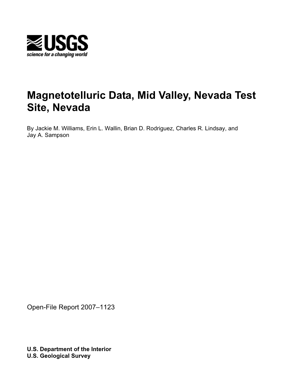 Magnetotelluric Data, Mid Valley, Nevada Test Site, Nevada