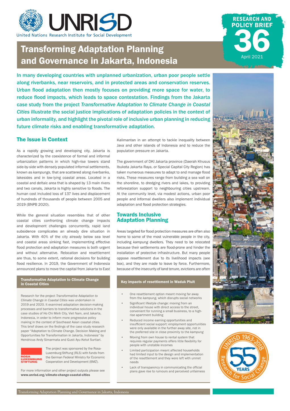 Transforming Adaptation Planning and Governance in Jakarta, Indonesia Policy Brief 36 | April 2021