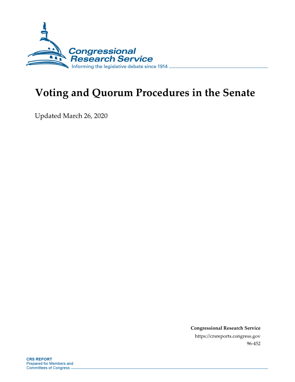 Voting and Quorum Procedures in the Senate