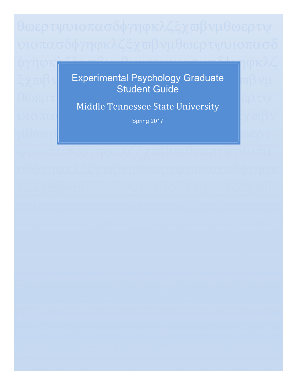 Experimental Psychology Graduate Student Guide  Middle Tennessee State University