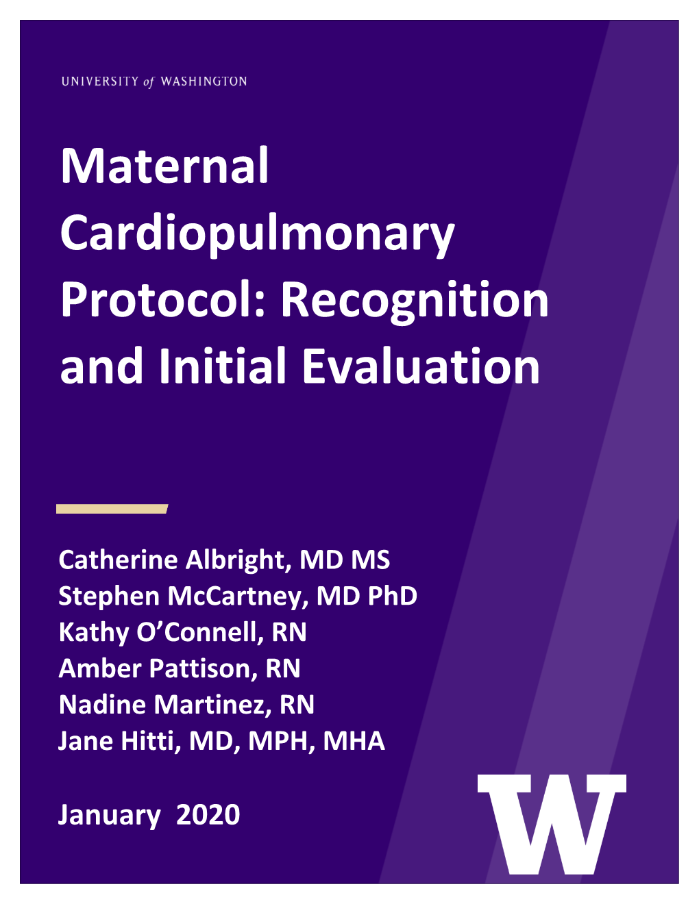 Maternal Cardiopulmonary Protocol: Recognition and Initial Evaluation