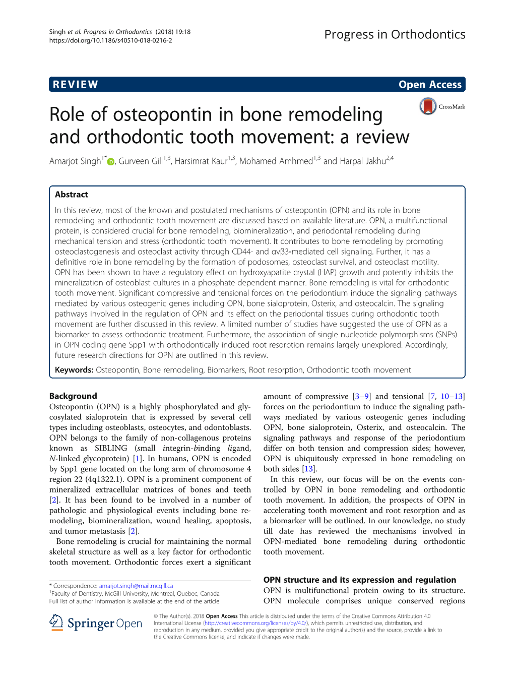 Role of Osteopontin in Bone Remodeling and Orthodontic Tooth Movement