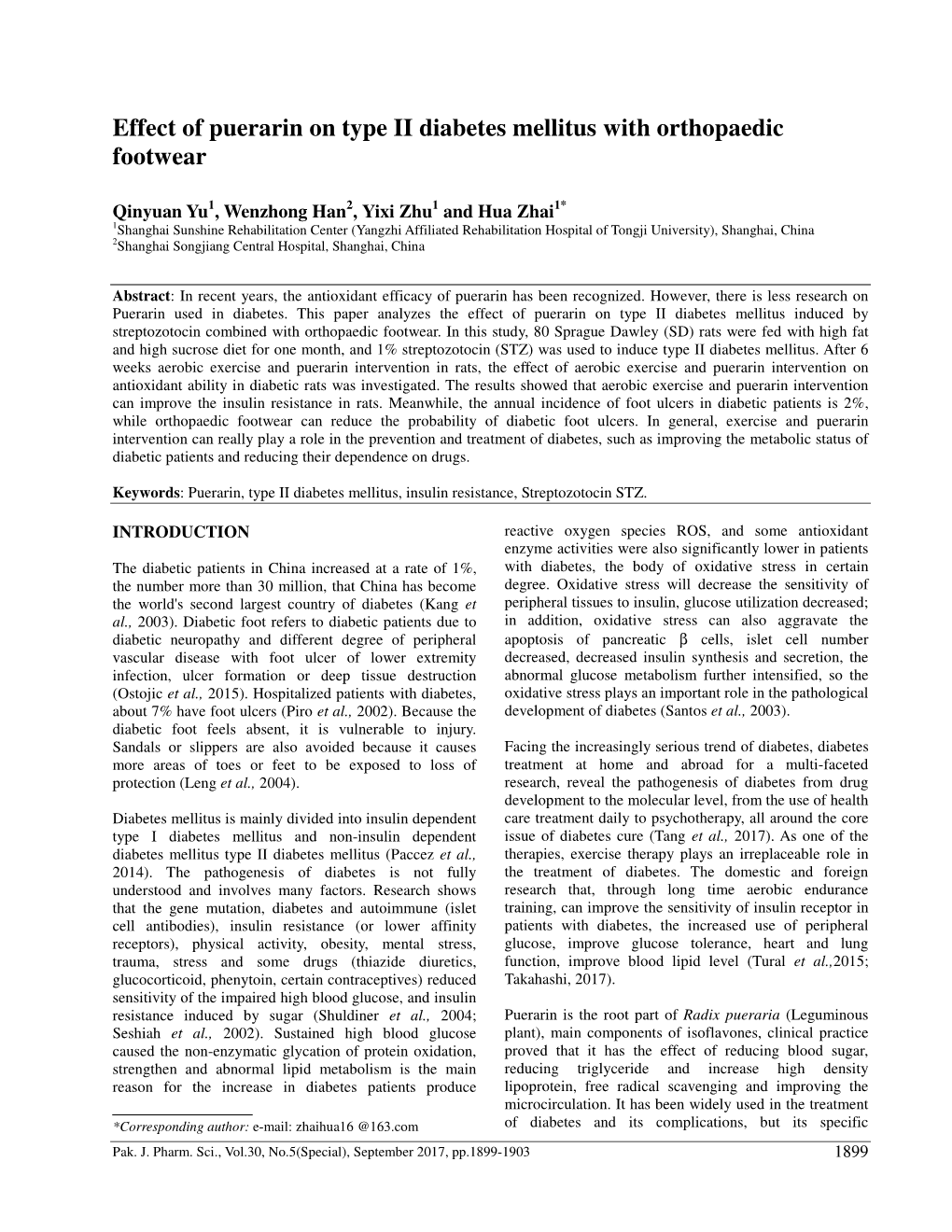 Effect of Puerarin on Type II Diabetes Mellitus with Orthopaedic Footwear