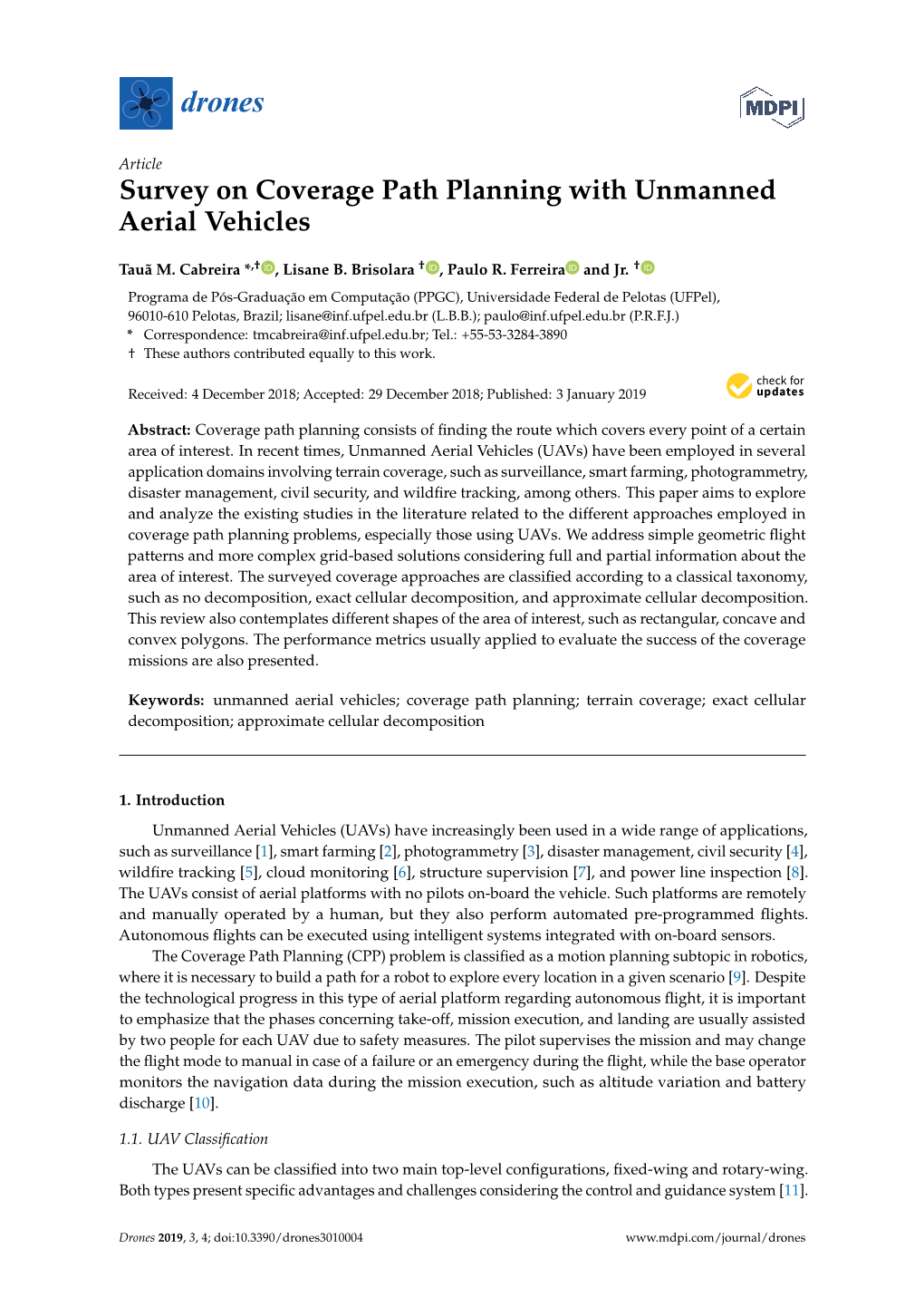 Survey on Coverage Path Planning with Unmanned Aerial Vehicles