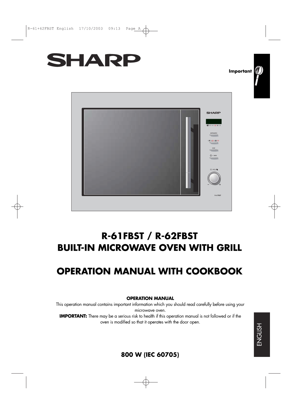 R-61Fbst / R-62Fbst Built-In Microwave Oven with Grill Operation Manual