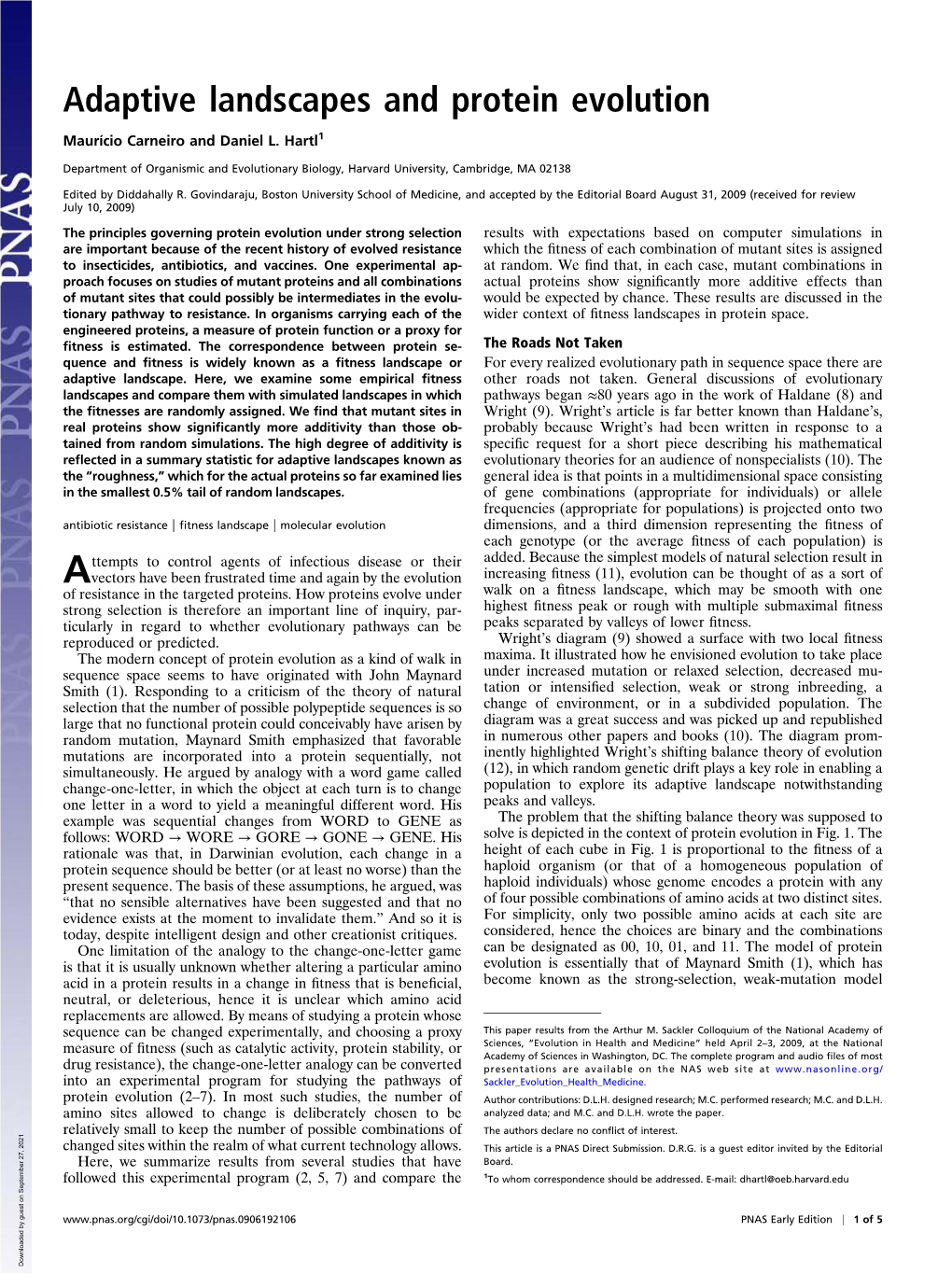 Adaptive Landscapes and Protein Evolution