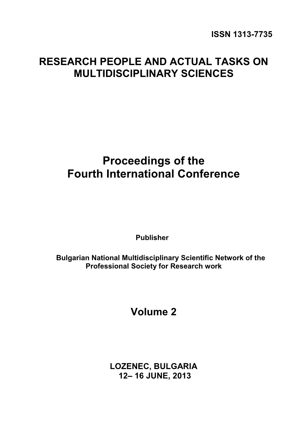 Proceedings of the Fourth International Conference