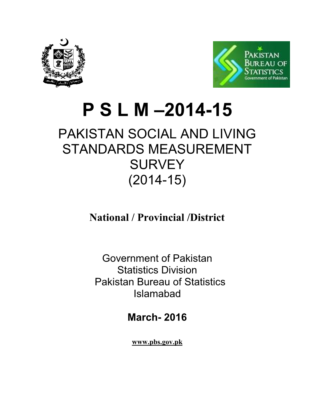 (PSLM) 2014-15 Provincial / District