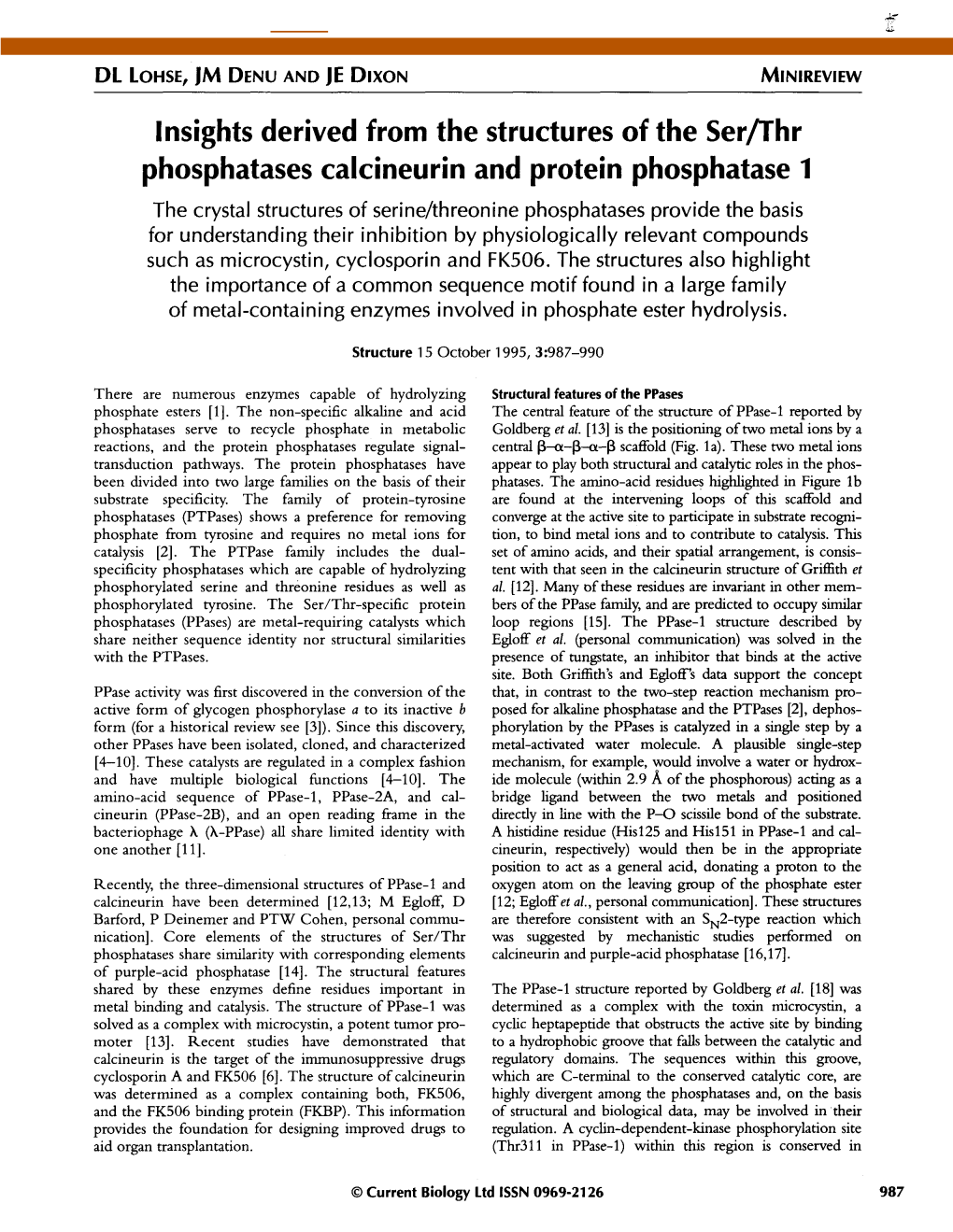 Insights Derived from the Structures of the Ser/Thr Phosphatases