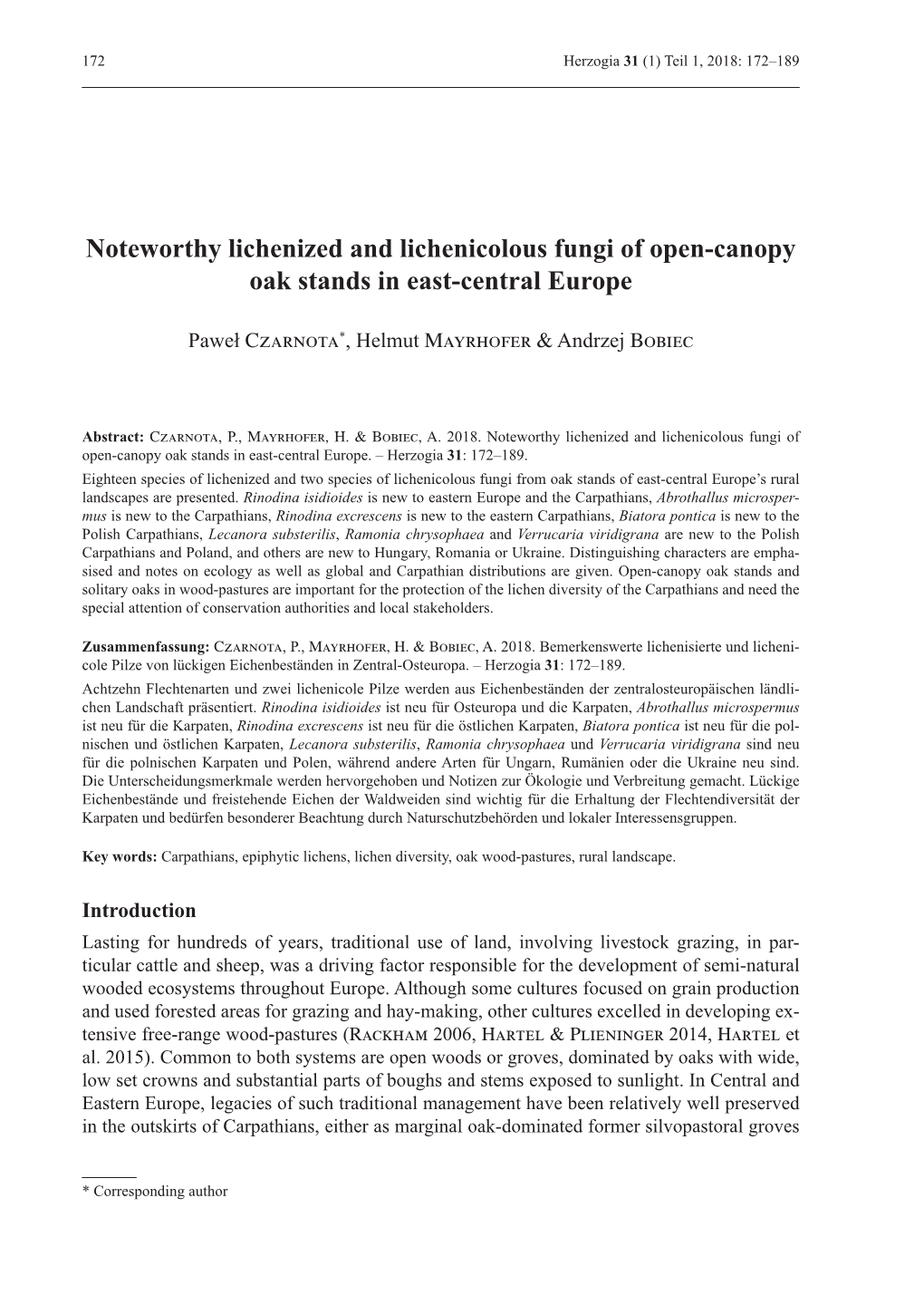 Noteworthy Lichenized and Lichenicolous Fungi of Open-Canopy Oak Stands in East-Central Europe