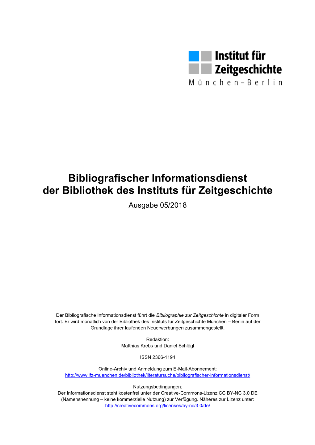 Bibliografischer Informationsdienst 05/2018