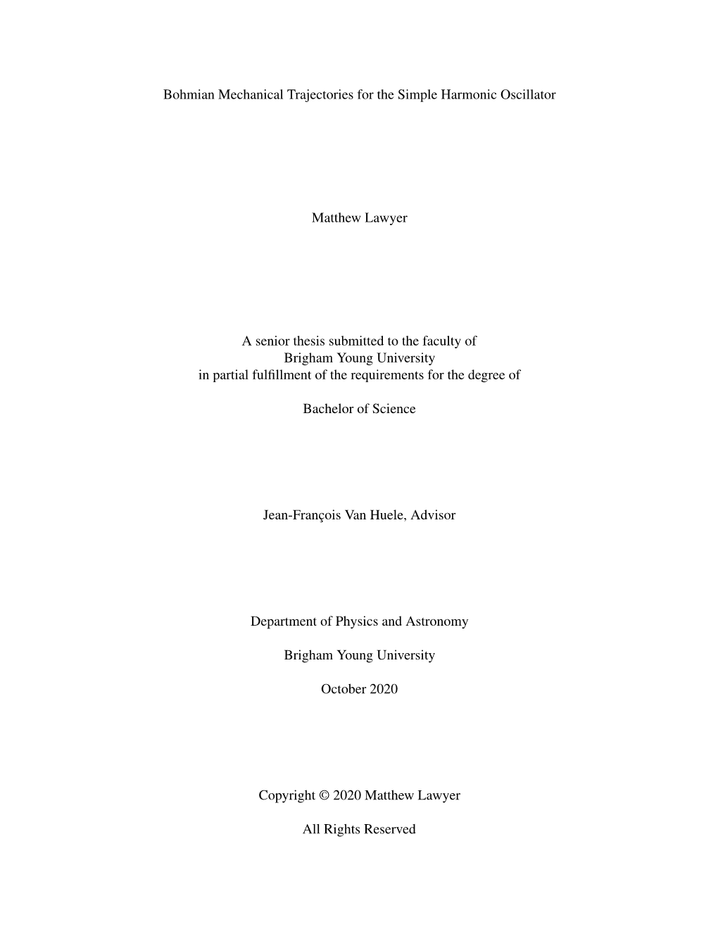 Bohmian Mechanical Trajectories for the Simple Harmonic Oscillator