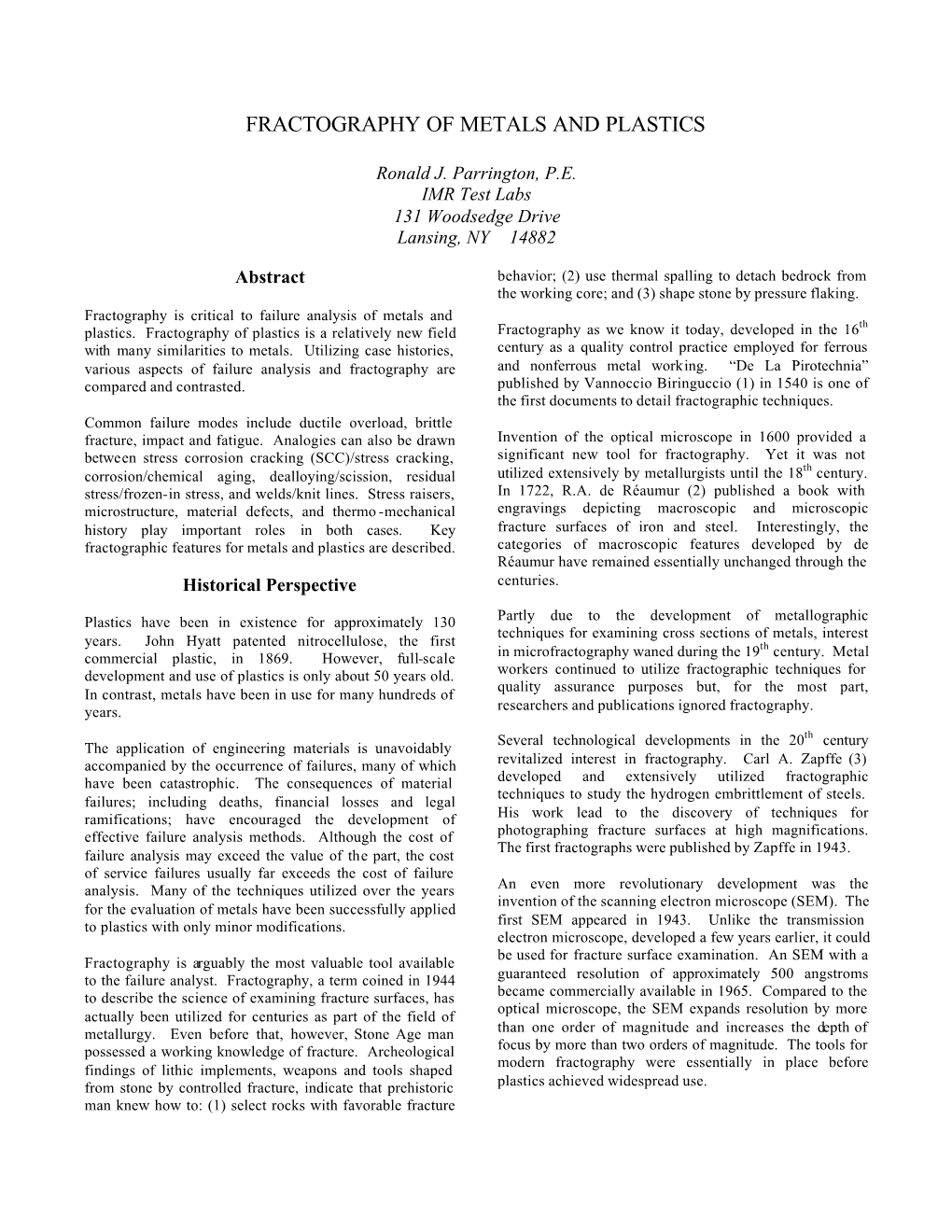 Fractography of Metals and Plastics