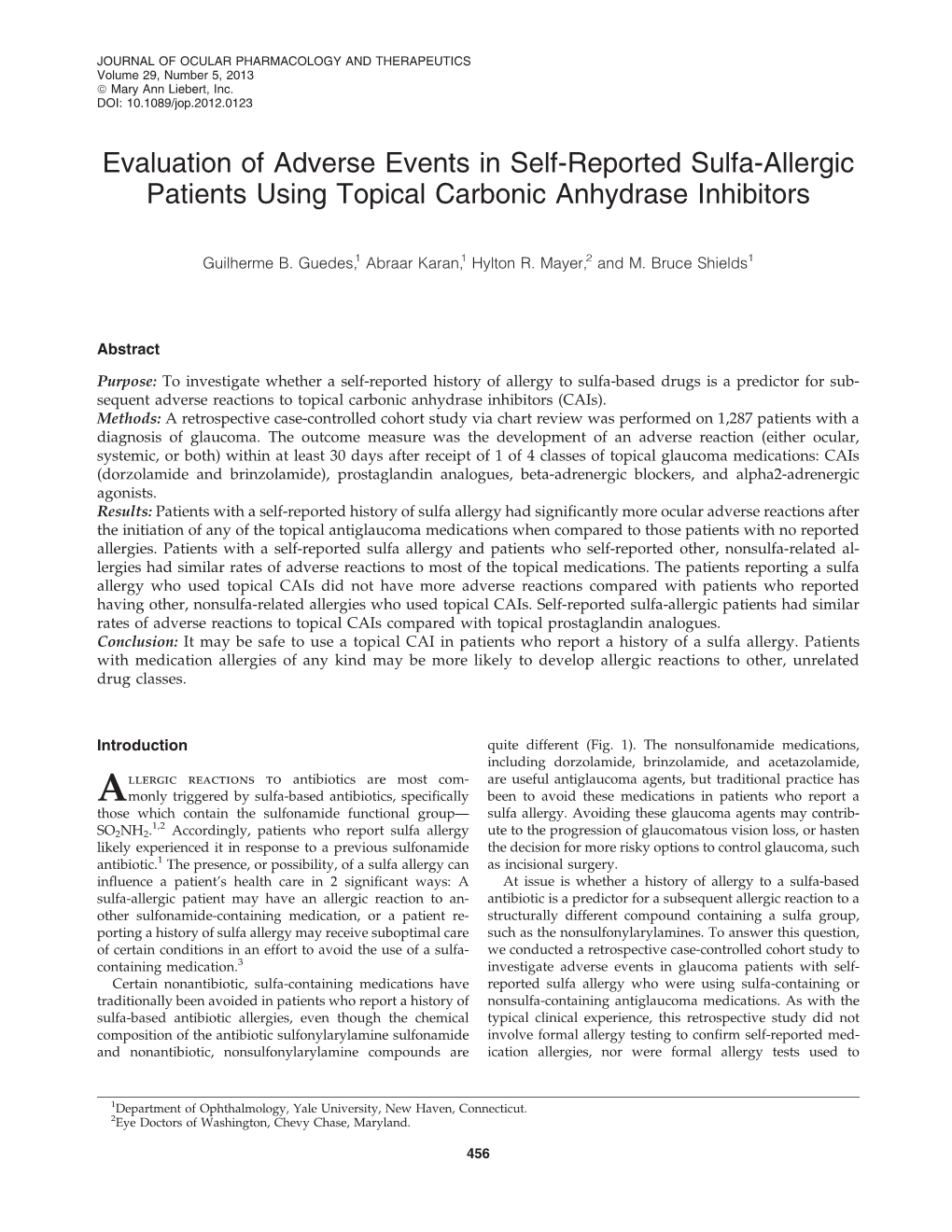 Evaluation of Adverse Events in Self-Reported Sulfa-Allergic Patients Using Topical Carbonic Anhydrase Inhibitors