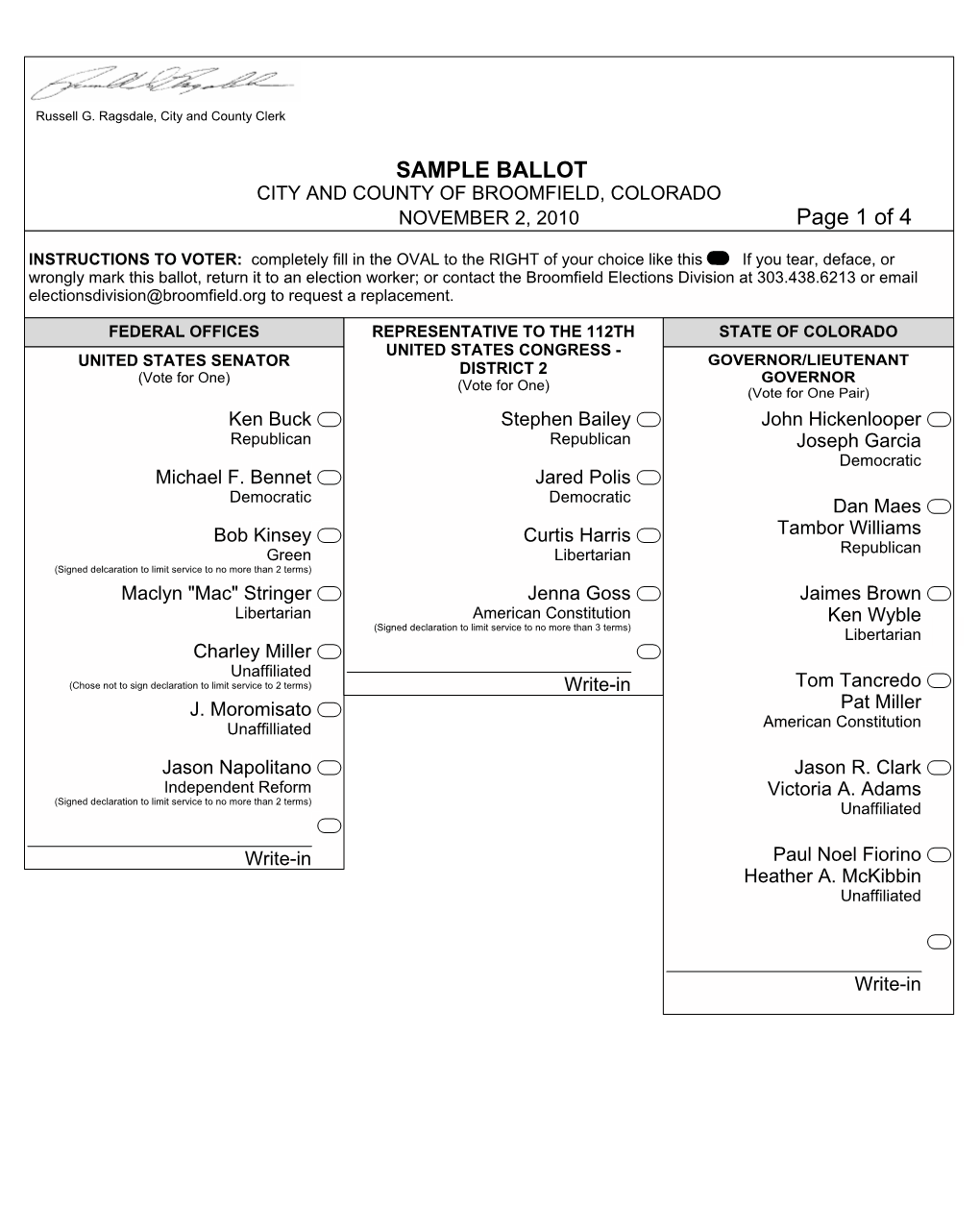 Test Ballot Print Document