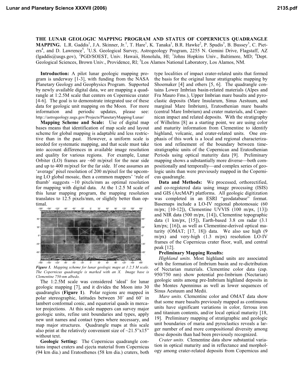 The Lunar Geologic Mapping Program and Status of Copernicus Quadrangle Mapping