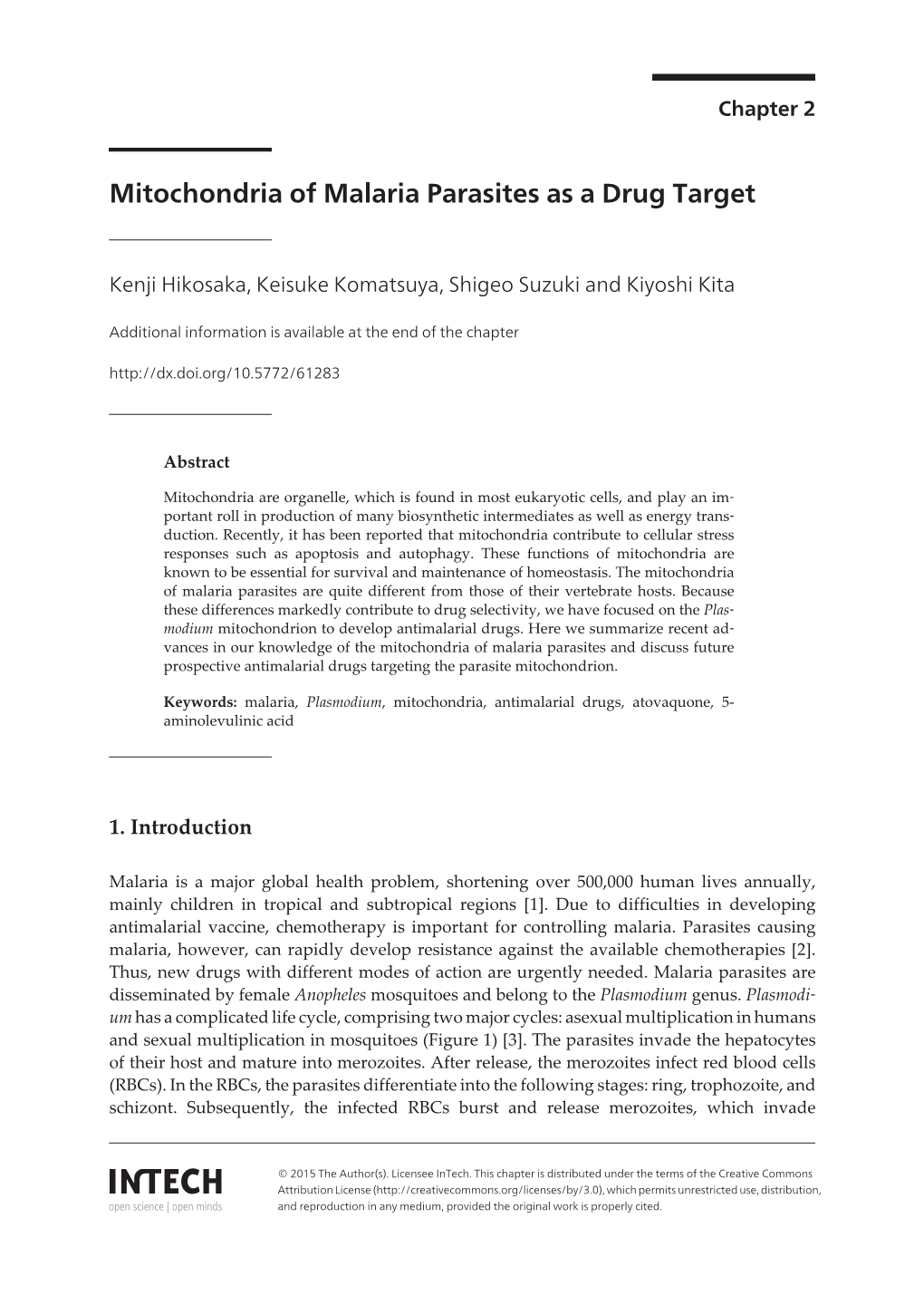 Mitochondria of Malaria Parasites As a Drug Target