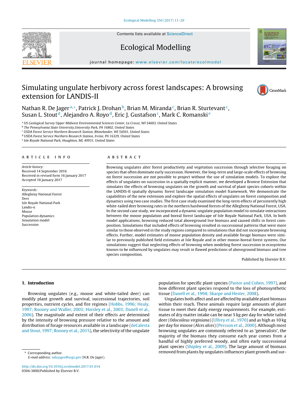 Simulating Ungulate Herbivory Across Forest Landscapes: a Browsing Extension for LANDIS-II