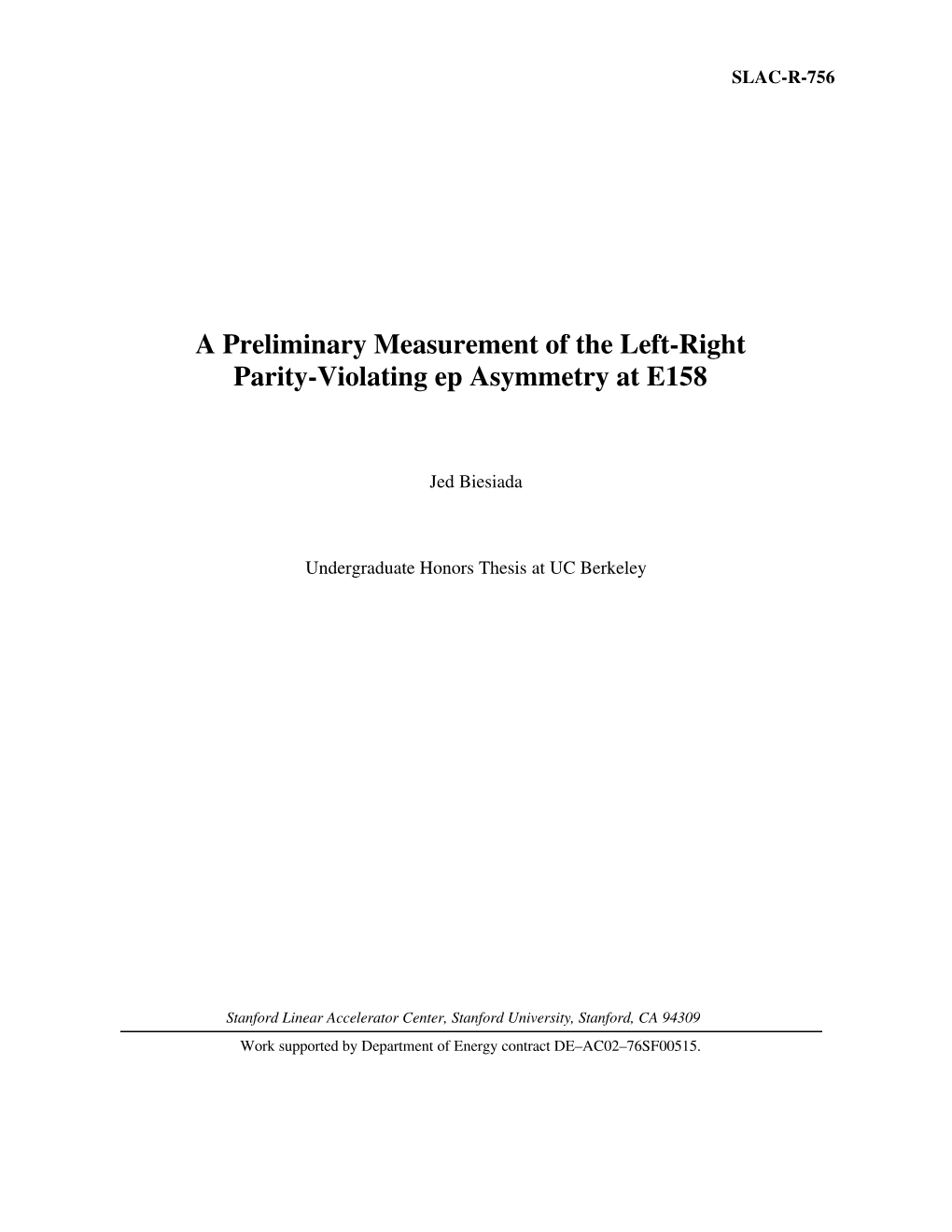 A Preliminary Measurement of the Left-Right Parity-Violating Ep Asymmetry at E158