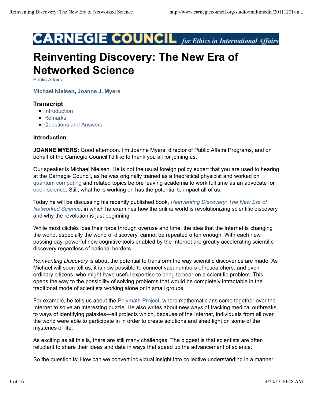 Reinventing Discovery: the New Era of Networked Science