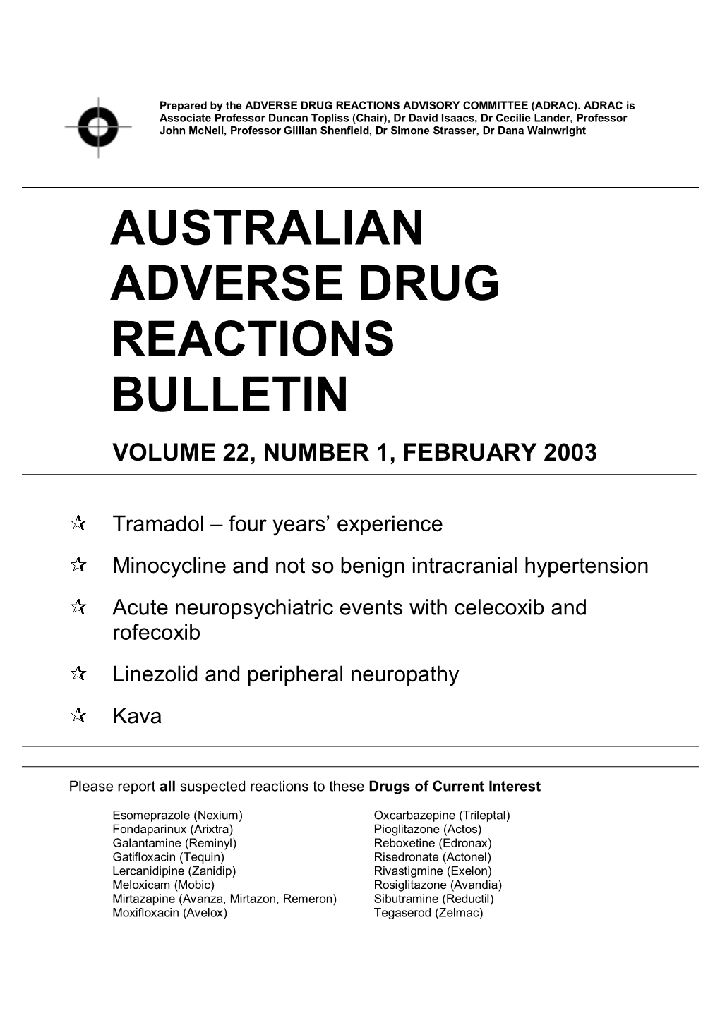 Australian Adverse Drug Reactions Bulletin, Feb 2003