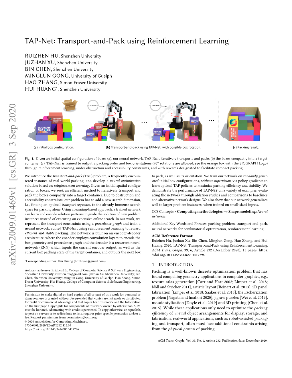 Transport-And-Pack Using Reinforcement Learning