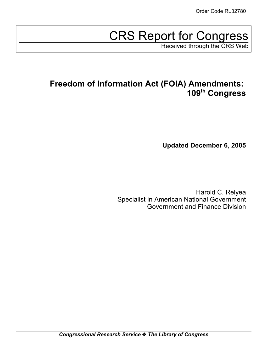 Amendments: 109Th Congress