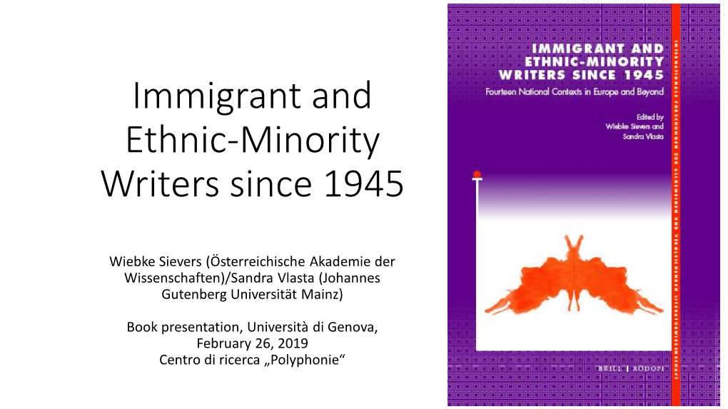 Immigrant and Ethnic-Minority Writers Since 1945