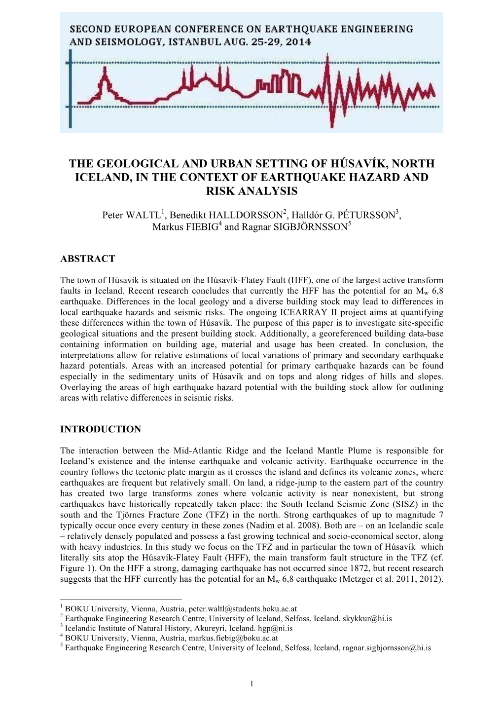 The Geological and Urban Setting of Húsavík, North Iceland, in the Context of Earthquake Hazard and Risk Analysis