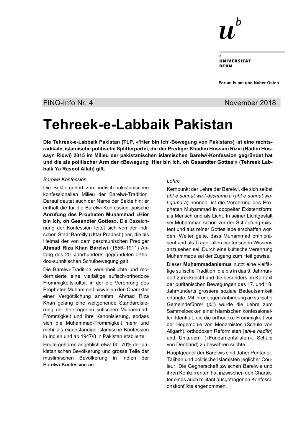 Tehreek-E-Labbaik Pakistan